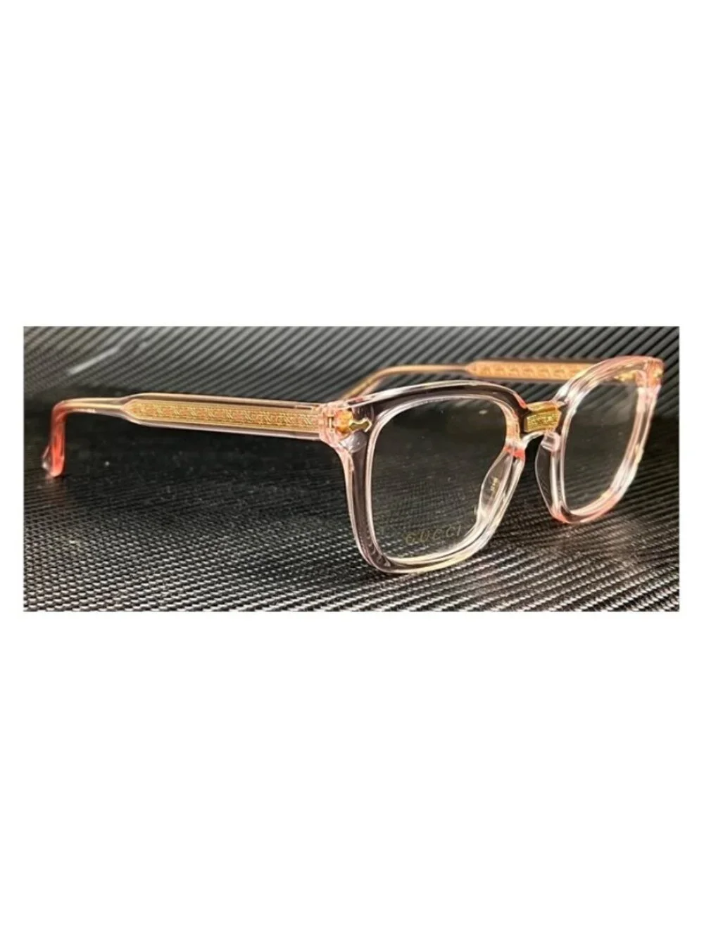 New Gucci Men Pink Transparent Eyeglasses 50-21-145